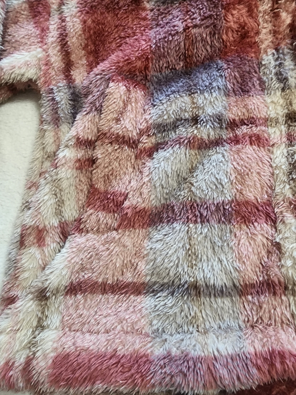 New In Fleece Plaid Jacket Women Size S Pink Burgundy Fuzzy Teddy Coat - Picture 6 of 9